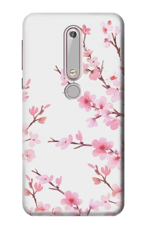 S3707 Pink Cherry Blossom Spring Flower Case Cover Custodia per Nokia 6.1, Nokia 6 2018