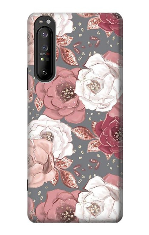 S3716 Rose Floral Pattern Case Cover Custodia per Sony Xperia 1 II