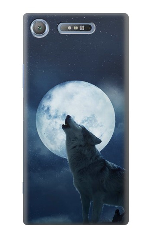 S3693 Grim White Wolf Full Moon Case Cover Custodia per Sony Xperia XZ1