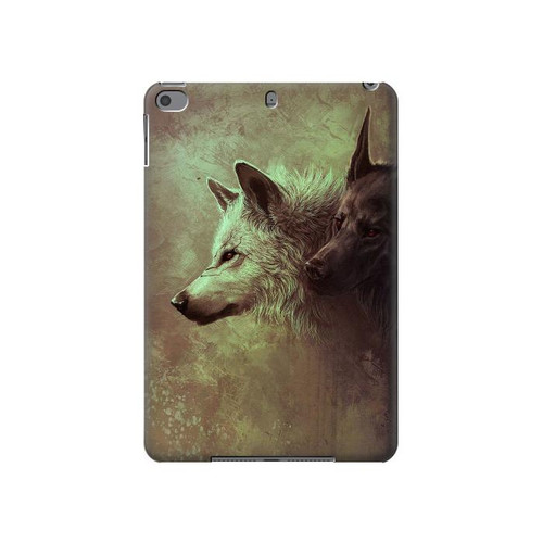 S0931 White Black Wolf Case Cover Custodia per iPad mini 4, iPad mini 5, iPad mini 5 (2019)