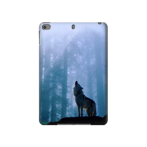 S0935 Wolf Howling in Forest Case Cover Custodia per iPad mini 4, iPad mini 5, iPad mini 5 (2019)