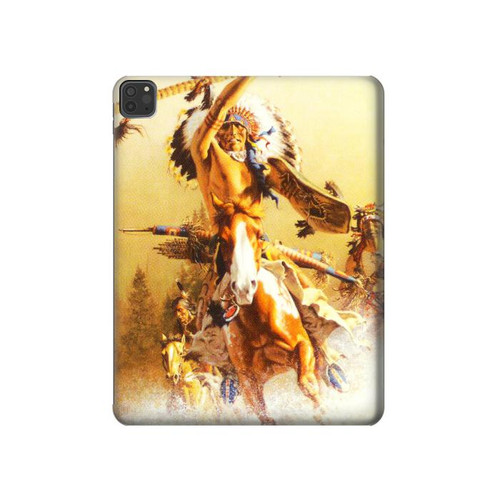 S1087 Red Indian Warrior Case Cover Custodia per iPad Pro 11 (2021,2020,2018, 3rd, 2nd, 1st)