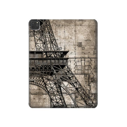 S3416 Eiffel Tower Blueprint Case Cover Custodia per iPad Pro 11 (2021,2020,2018, 3rd, 2nd, 1st)