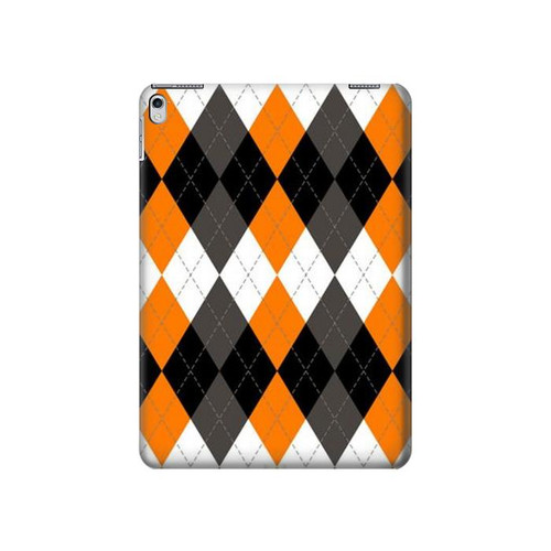 S3421 Black Orange White Argyle Plaid Case Cover Custodia per iPad Air 2, iPad 9.7 (2017,2018), iPad 6, iPad 5