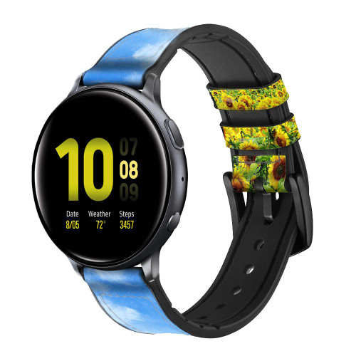 CA0028 Sunflower Cinturino in pelle e silicone Smartwatch per Samsung Galaxy Watch, Gear, Active