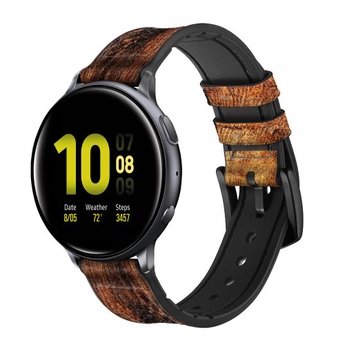CA0156 Wood Skin Graphic Cinturino in pelle e silicone Smartwatch per Samsung Galaxy Watch, Gear, Active