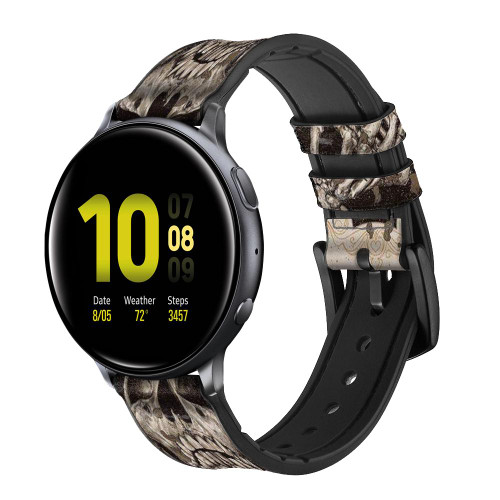 CA0193 Skull Rose Cinturino in pelle e silicone Smartwatch per Samsung Galaxy Watch, Gear, Active