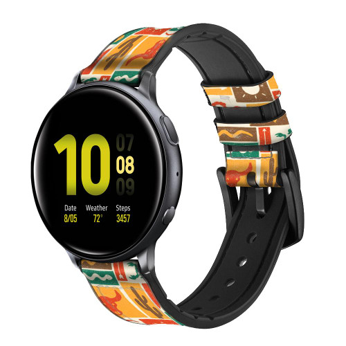 CA0212 Western Pattern Cinturino in pelle e silicone Smartwatch per Samsung Galaxy Watch, Gear, Active