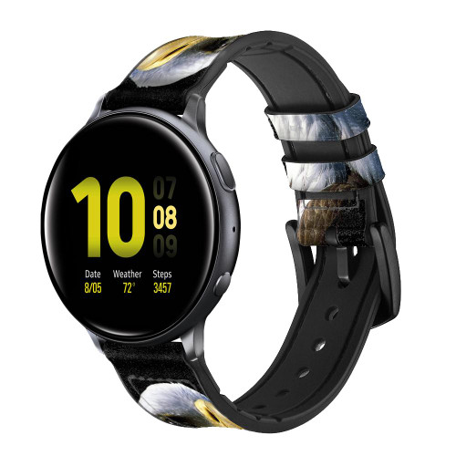 CA0223 Bald Eagle Cinturino in pelle e silicone Smartwatch per Samsung Galaxy Watch, Gear, Active