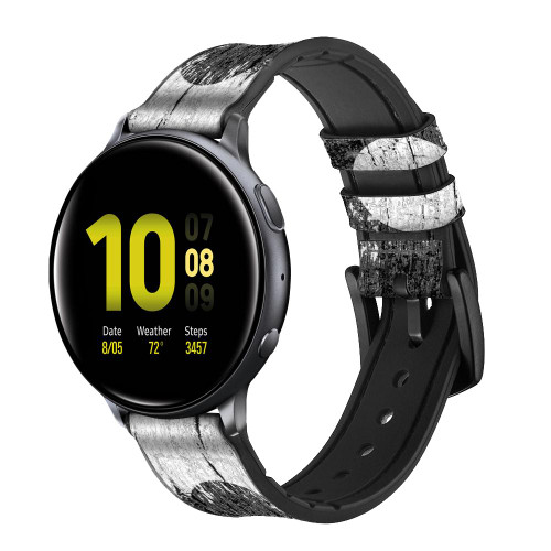 CA0343 Yin Yang Wood Graphic Printed Cinturino in pelle e silicone Smartwatch per Samsung Galaxy Watch, Gear, Active