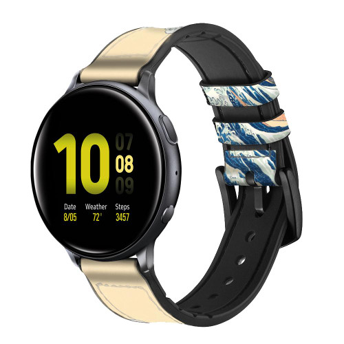 CA0441 Hokusai Under The Wave off Kanagawa Cinturino in pelle e silicone Smartwatch per Samsung Galaxy Watch, Gear, Active