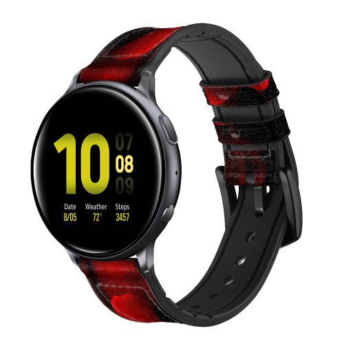 CA0493 Red Rose Cinturino in pelle e silicone Smartwatch per Samsung Galaxy Watch, Gear, Active