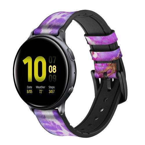 CA0500 Purple Turquoise Stone Cinturino in pelle e silicone Smartwatch per Samsung Galaxy Watch, Gear, Active