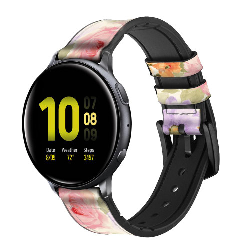 CA0547 Sweet Flower Painting Cinturino in pelle e silicone Smartwatch per Samsung Galaxy Watch, Gear, Active