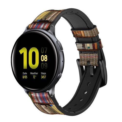 CA0590 Bookshelf Cinturino in pelle e silicone Smartwatch per Samsung Galaxy Watch, Gear, Active