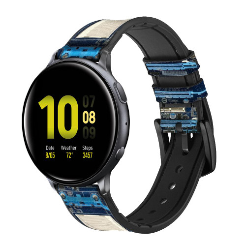 CA0593 Computer Motherboard Cinturino in pelle e silicone Smartwatch per Samsung Galaxy Watch, Gear, Active