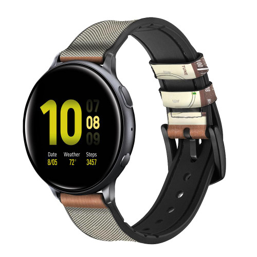 CA0594 FM AM Wooden Receiver Graphic Cinturino in pelle e silicone Smartwatch per Samsung Galaxy Watch, Gear, Active