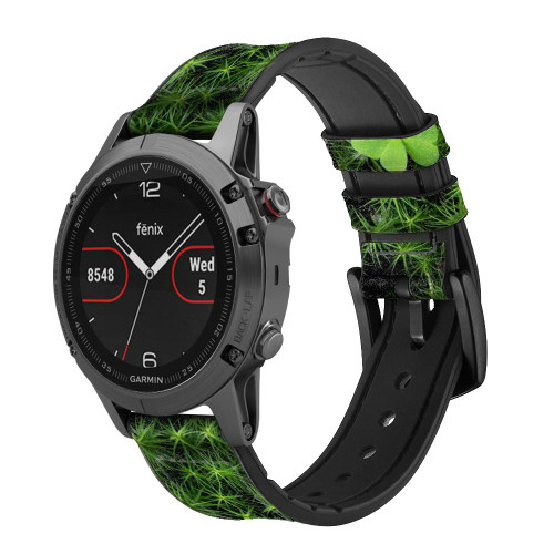 CA0045 Clover Lucky Leaf Cinturino in pelle e silicone Smartwatch per Garmin Smartwatch