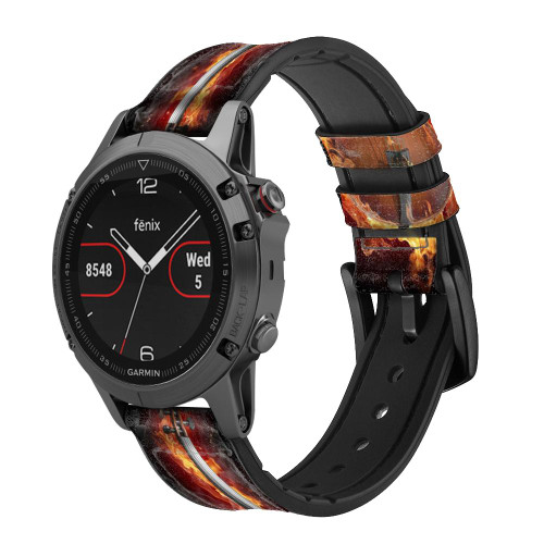 CA0113 Fire Violin Cinturino in pelle e silicone Smartwatch per Garmin Smartwatch