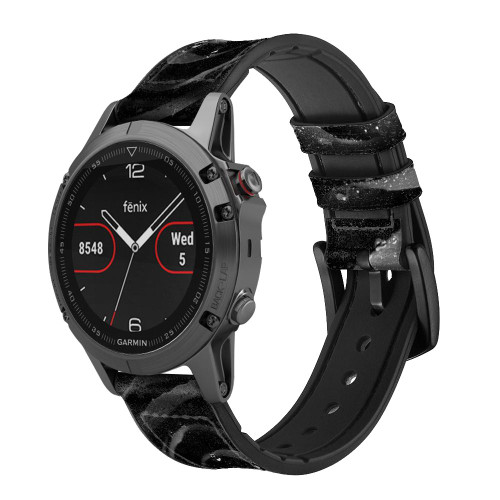 CA0182 Black Rose Cinturino in pelle e silicone Smartwatch per Garmin Smartwatch