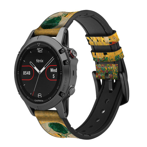 CA0233 Gustav Klimt The Kiss Cinturino in pelle e silicone Smartwatch per Garmin Smartwatch