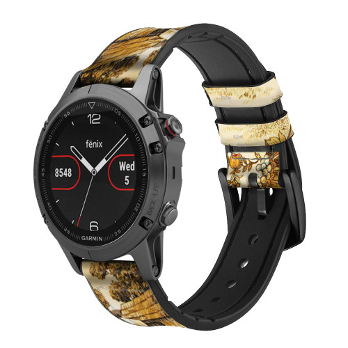 CA0238 French Country Chicken Cinturino in pelle e silicone Smartwatch per Garmin Smartwatch