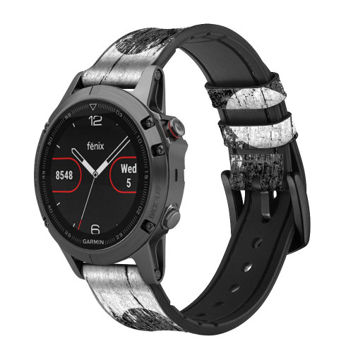 CA0343 Yin Yang Wood Graphic Printed Cinturino in pelle e silicone Smartwatch per Garmin Smartwatch
