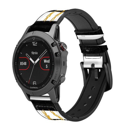 CA0442 Black and White Striped Deer Gold Sparkles Cinturino in pelle e silicone Smartwatch per Garmin Smartwatch