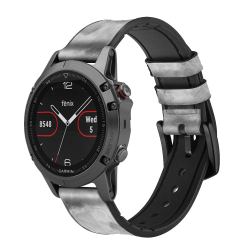 CA0467 Gray Marble Texture Cinturino in pelle e silicone Smartwatch per Garmin Smartwatch