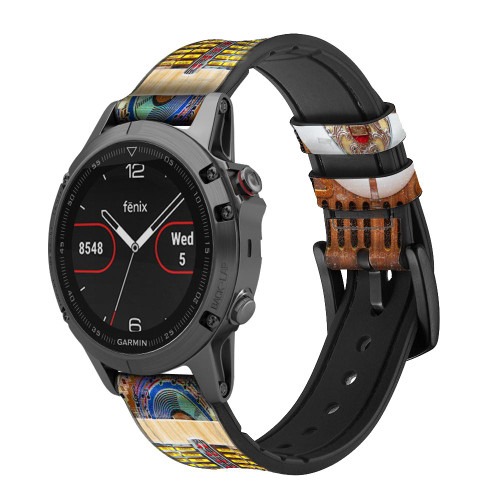 CA0470 Jukebox Music Playing Device Cinturino in pelle e silicone Smartwatch per Garmin Smartwatch