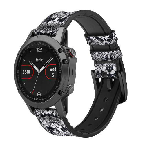 CA0471 White Rattle Snake Skin Graphic Printed Cinturino in pelle e silicone Smartwatch per Garmin Smartwatch