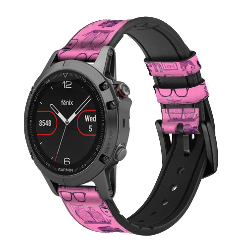 CA0485 Paris Pink Cinturino in pelle e silicone Smartwatch per Garmin Smartwatch