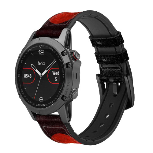 CA0525 Wolf Howling Red Moon Cinturino in pelle e silicone Smartwatch per Garmin Smartwatch