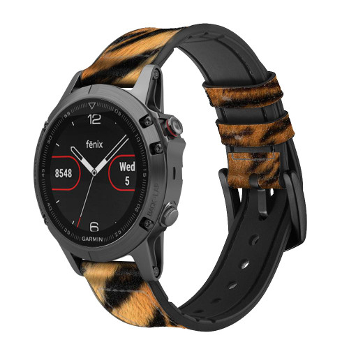 CA0528 Tiger Stripes Graphic Printed Cinturino in pelle e silicone Smartwatch per Garmin Smartwatch