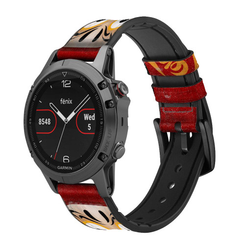 CA0542 Japan Good Luck Daruma Doll Cinturino in pelle e silicone Smartwatch per Garmin Smartwatch