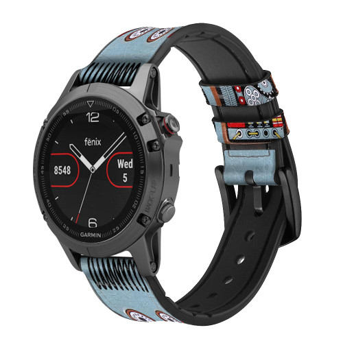 CA0551 Retro Robot Toy Cinturino in pelle e silicone Smartwatch per Garmin Smartwatch