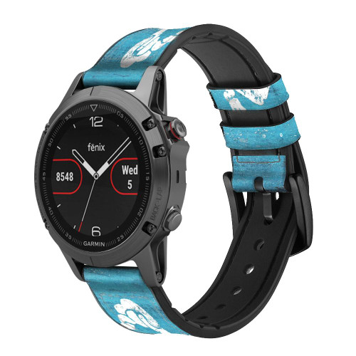 CA0560 Marine Anchor Blue Cinturino in pelle e silicone Smartwatch per Garmin Smartwatch