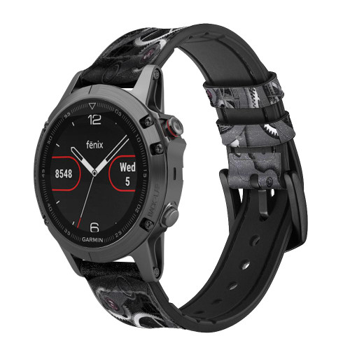 CA0599 Inside Watch Black Cinturino in pelle e silicone Smartwatch per Garmin Smartwatch