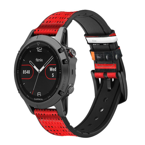 CA0611 Red Cassette Recorder Graphic Cinturino in pelle e silicone Smartwatch per Garmin Smartwatch