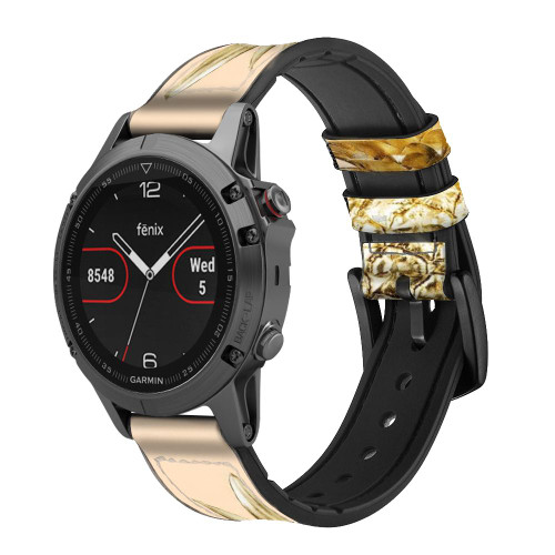 CA0784 Gold Pineapple Cinturino in pelle e silicone Smartwatch per Garmin Smartwatch