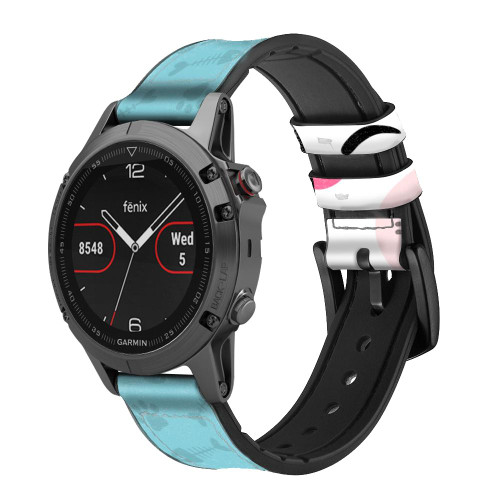 CA0825 Cute Cat Cartoon Cinturino in pelle e silicone Smartwatch per Garmin Smartwatch