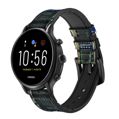 CA0004 Curcuid Board Cinturino in pelle e silicone Smartwatch per Fossil Smartwatch