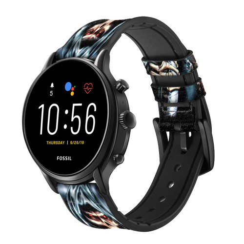 CA0035 Grim Reaper Cinturino in pelle e silicone Smartwatch per Fossil Smartwatch