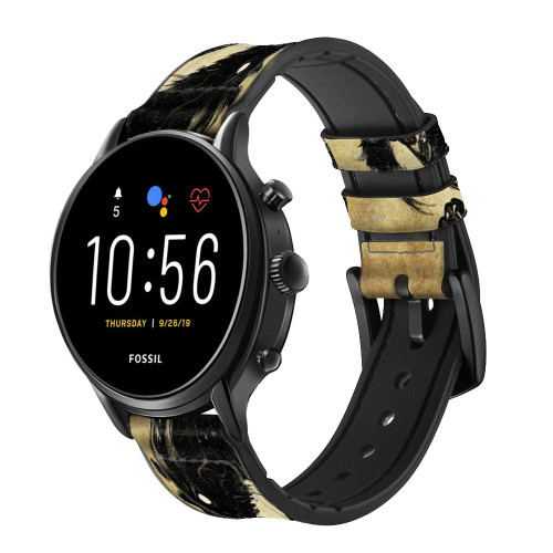 CA0170 Black Dragon Painting Cinturino in pelle e silicone Smartwatch per Fossil Smartwatch