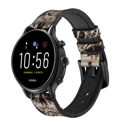 CA0193 Skull Rose Cinturino in pelle e silicone Smartwatch per Fossil Smartwatch