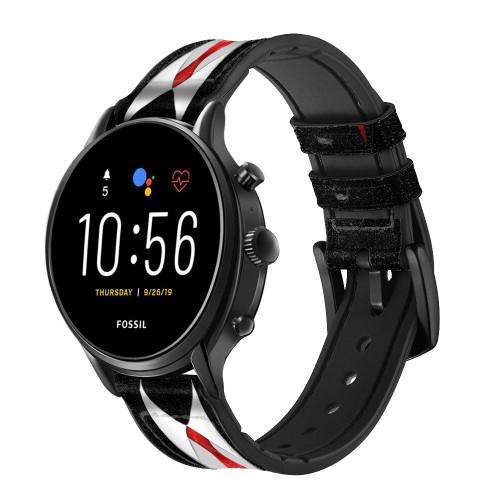 CA0200 Black Suit Cinturino in pelle e silicone Smartwatch per Fossil Smartwatch