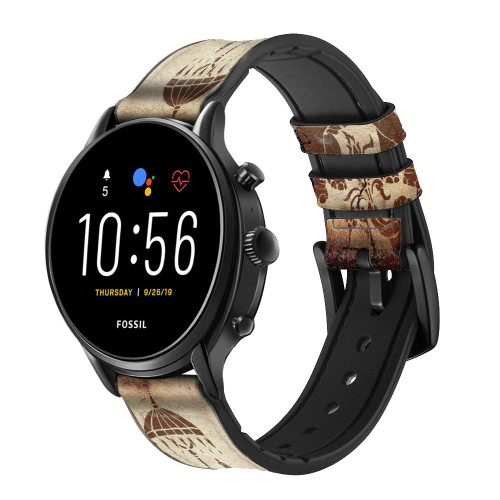 CA0230 Thai Art Buddha on Elephant Cinturino in pelle e silicone Smartwatch per Fossil Smartwatch