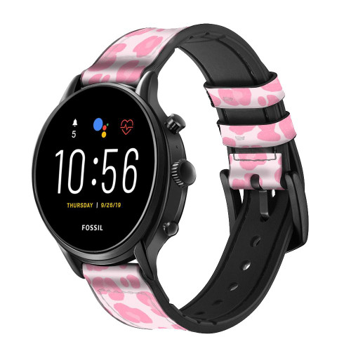 CA0245 Pink Leopard Pattern Cinturino in pelle e silicone Smartwatch per Fossil Smartwatch