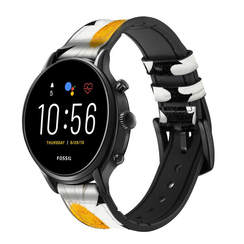 CA0334 Daisy flower Cinturino in pelle e silicone Smartwatch per Fossil Smartwatch