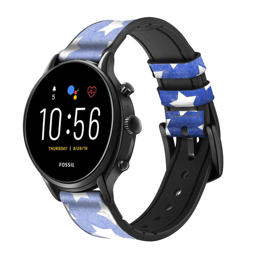 CA0337 Star Pattern Cinturino in pelle e silicone Smartwatch per Fossil Smartwatch
